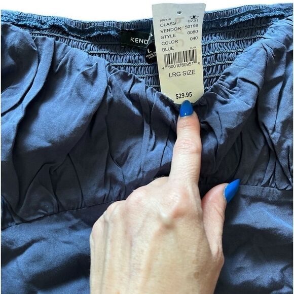 NWT Kendall & Kylie Long Sleeve Shirred Bodice Top Large Blue PACSUN - Picture 7 of 11